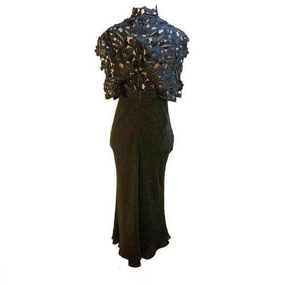 Self-Portrait Guipure Lace and Crepe Midi Evening Dress Black US 4 Small - Picture 7 of 12